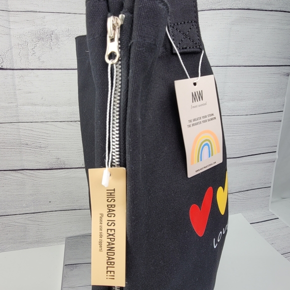 Most Wanted USA Pride Black Cotton Canvas Love is Love Tote Bag - Picture 5 of 16